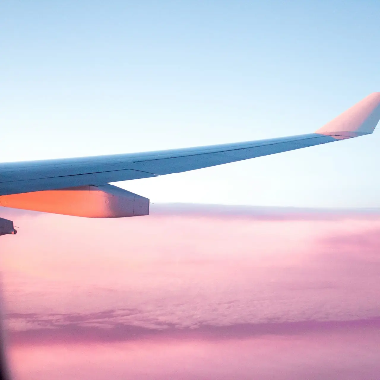aerial view of airplane wing